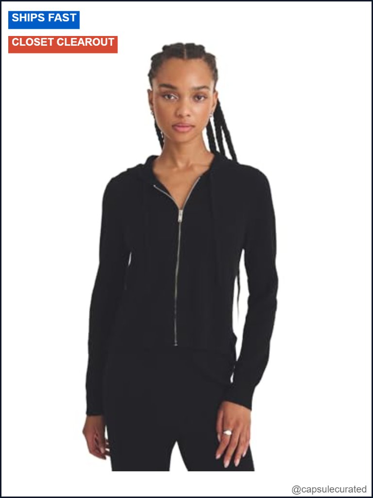Cropped Cashmere Zip Up Hoodie